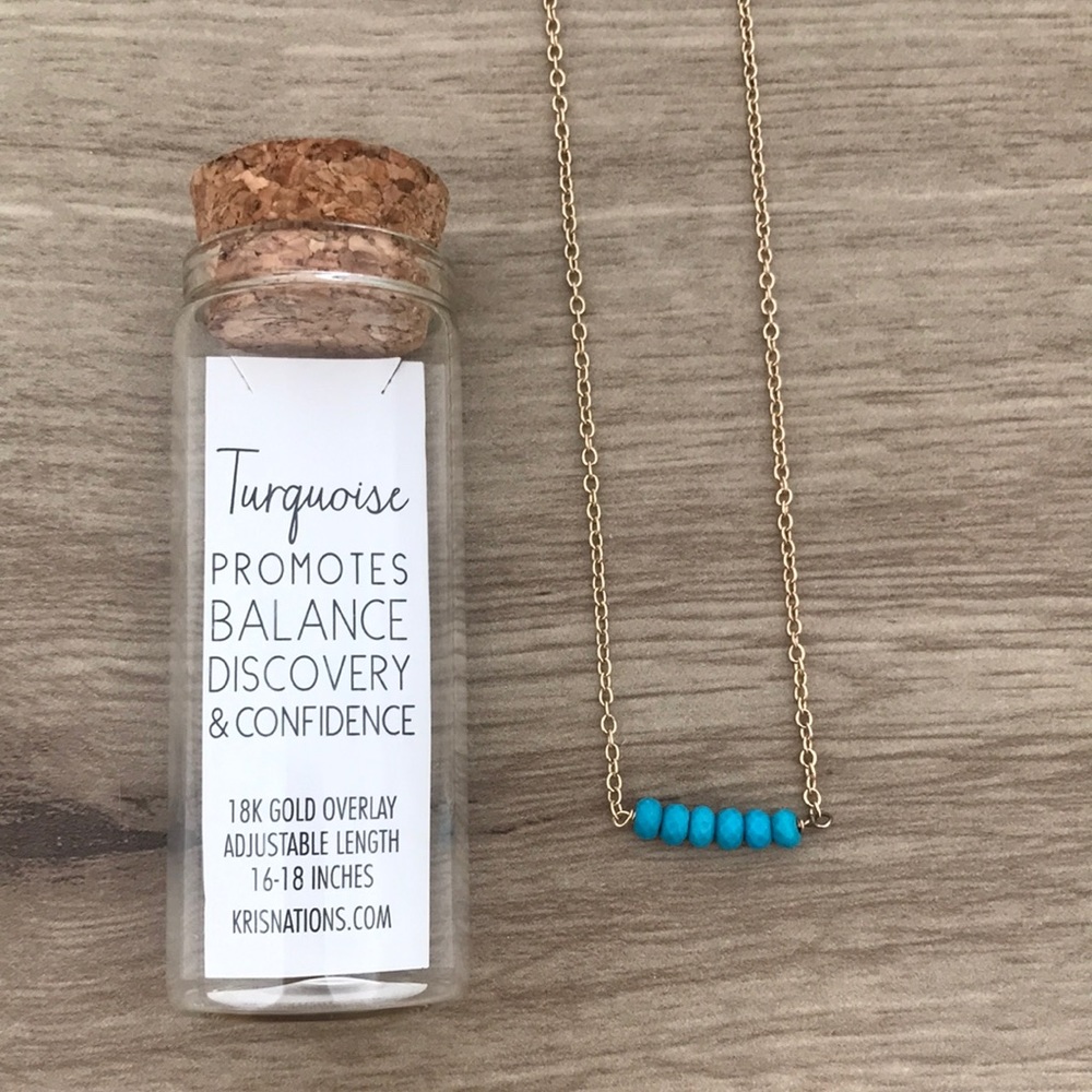 Kris nations turquoise bead necklace